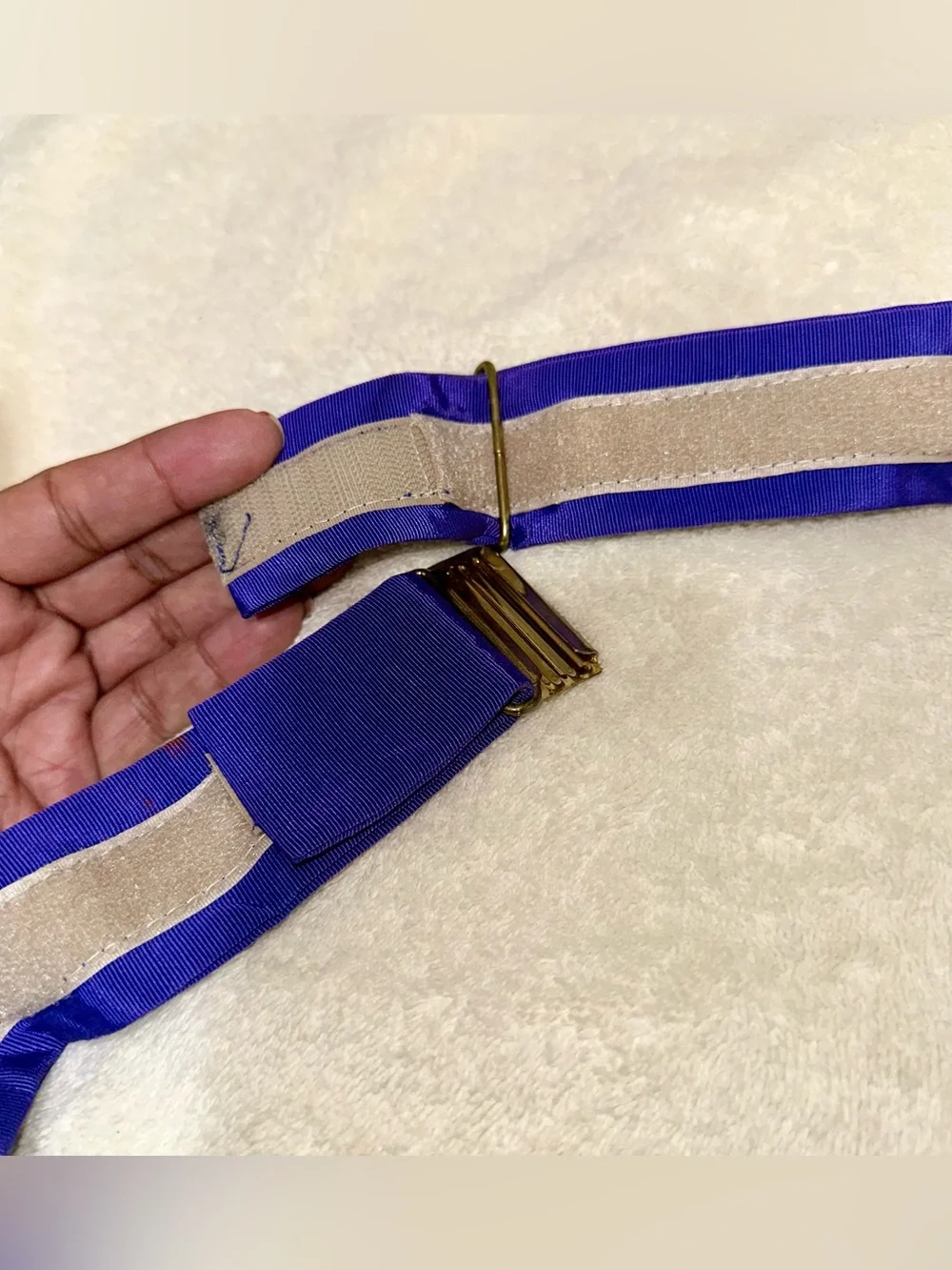 Vintage 80s Braided Rope Belt Royal Blue Gold Adjustable Waist Cinch Belt